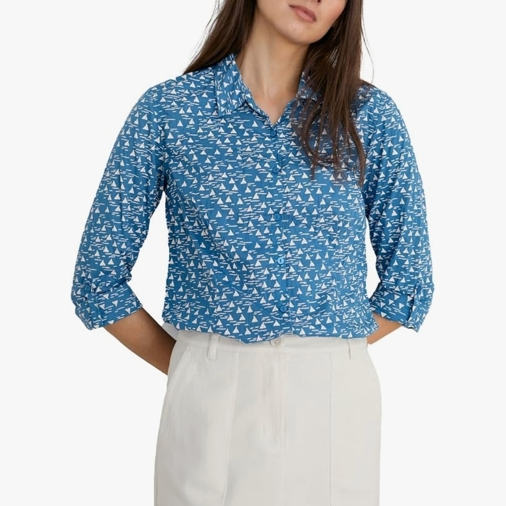 Seasalt Cornwall Nautical Blue Women's Button Down Shirt